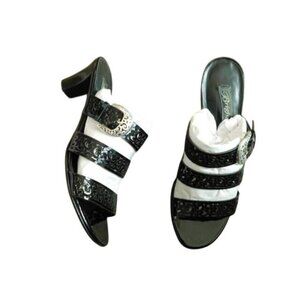 Brighton Size 9M Tinsel Black Patent Strappy Heels Shoes W/ Box $200